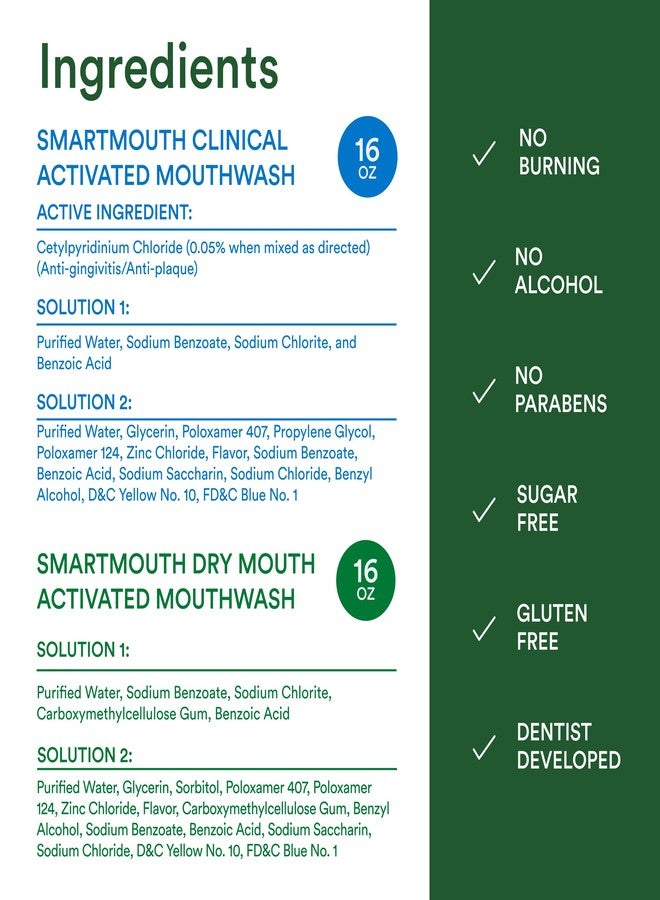 SmartMouth Dry Mouth & Clinical Activated Mouthwash - Dry Mouth Relief & Gum Protection - Bad Breath Prevention Mouthwash, 16 fl oz Each - Image 3